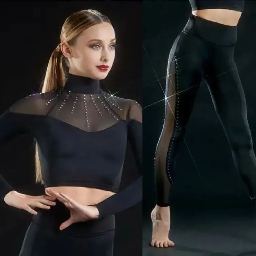 Weissman Ivy Sky Swarovski crystal solo dance black 2 piece MT11572 MT10432 LC